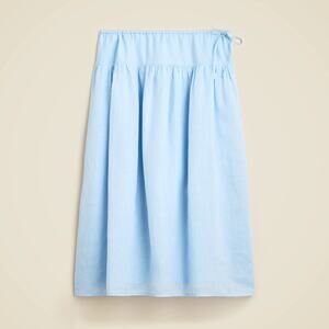 NWT J.Crew Side-Tie Airy 100% Ramie Lined Midi Skirt City Blue Size XS